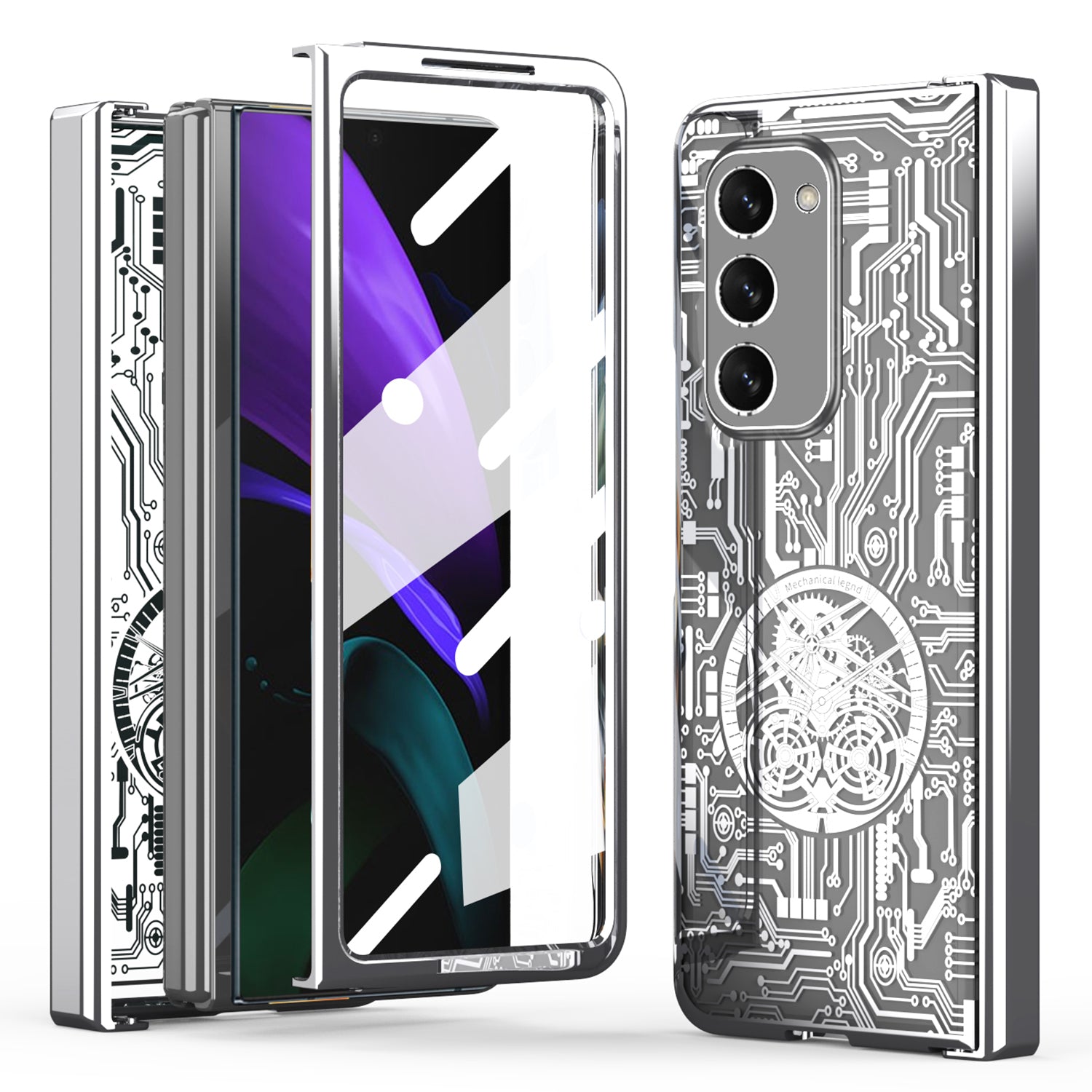 For Samsung Galaxy Z Fold2 5G Mechanical Legend Series Hinge Protection Phone Case Hard PC Electroplating Cover with Tempered Glass Film For Samsung Galaxy Z Fold2 5G Mechanical Legend Series Hinge Protection Phone Case Hard PC Electroplating Cover with Tempered Glass Film